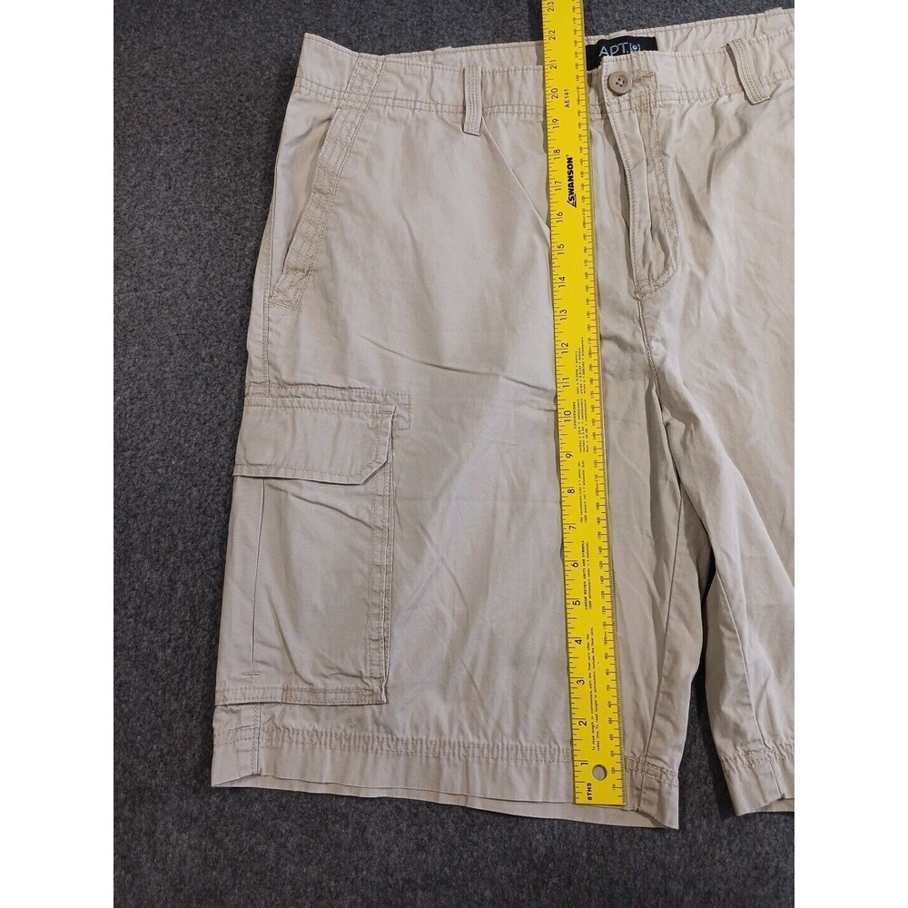 Apt 9 Mens Khaki Cargo Shorts Size 38 Flat Front 100% Cotton - Picture 7 of 12